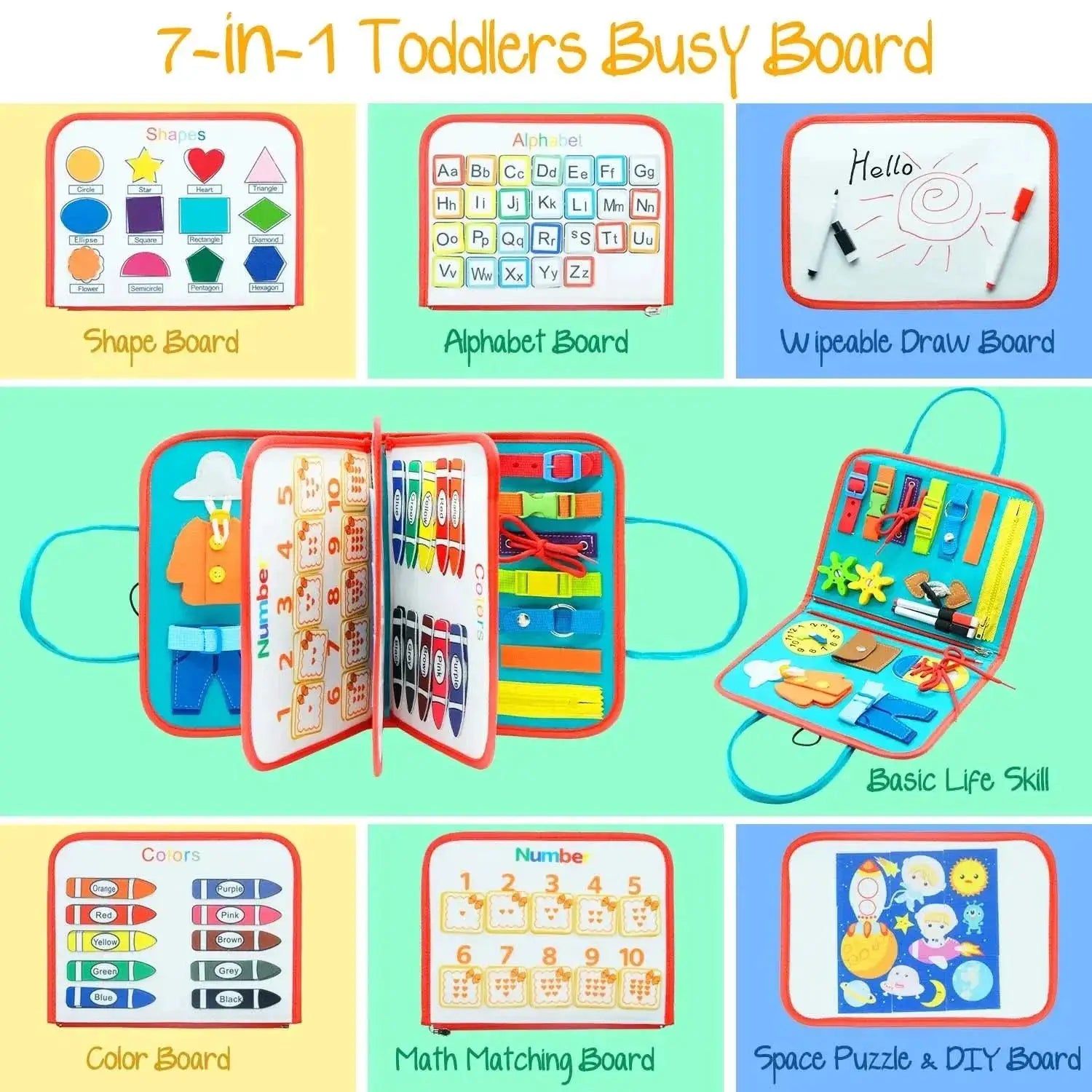 Montessori Busy Board Toddlers Sensory Educational Toy