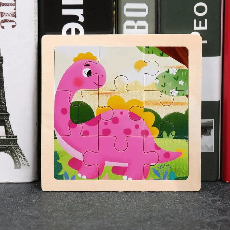 Montessori Wooden Dinosaur Transportation Puzzles For Kids