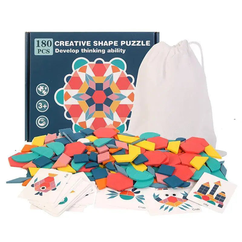 Montessori Wooden Geometric Shape Puzzle Set for Kids Fun