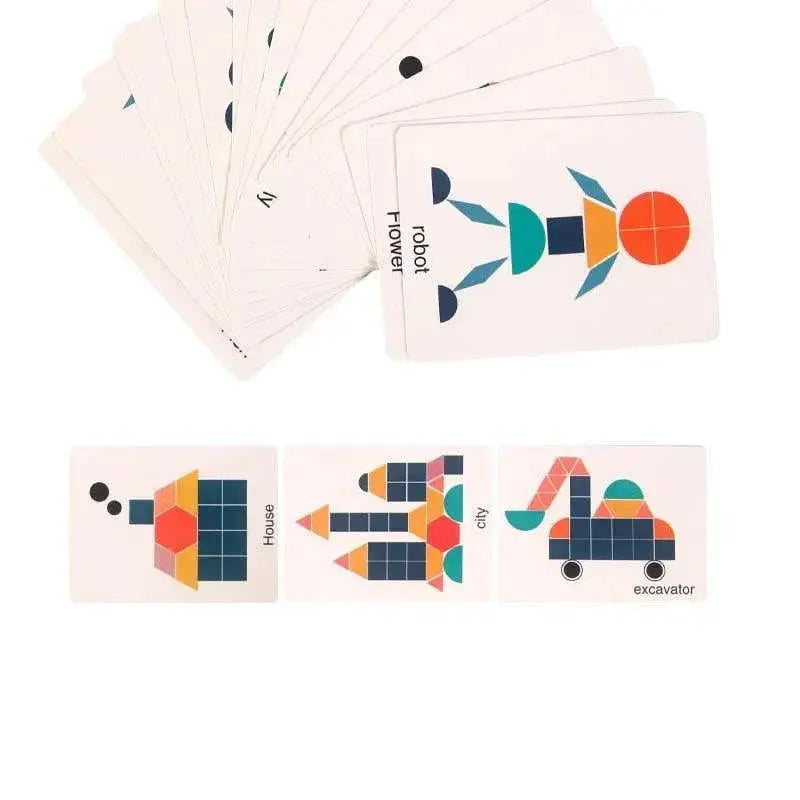 Montessori Wooden Geometric Shape Puzzle Set for Kids Fun