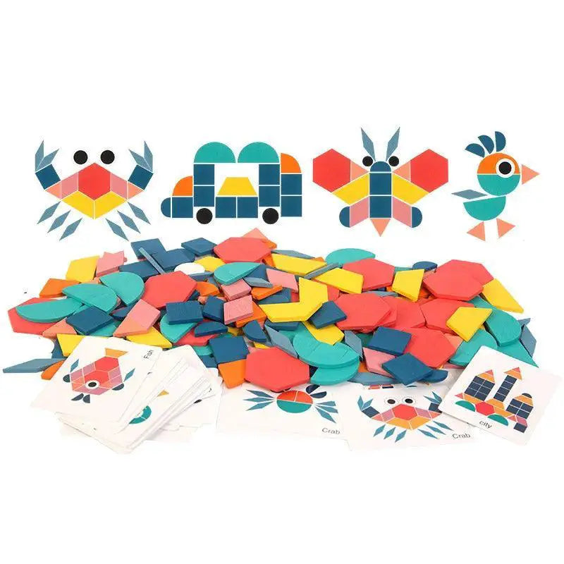 Montessori Wooden Geometric Shape Puzzle Set for Kids Fun