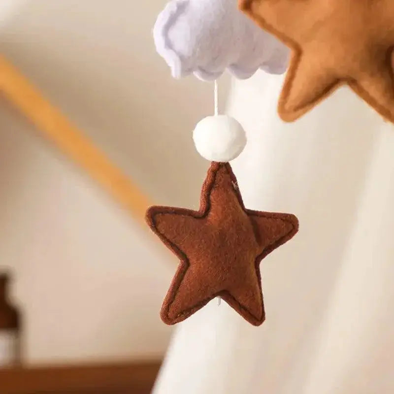 Montessori Wooden Rattles With Soft Felt Bear And Friends