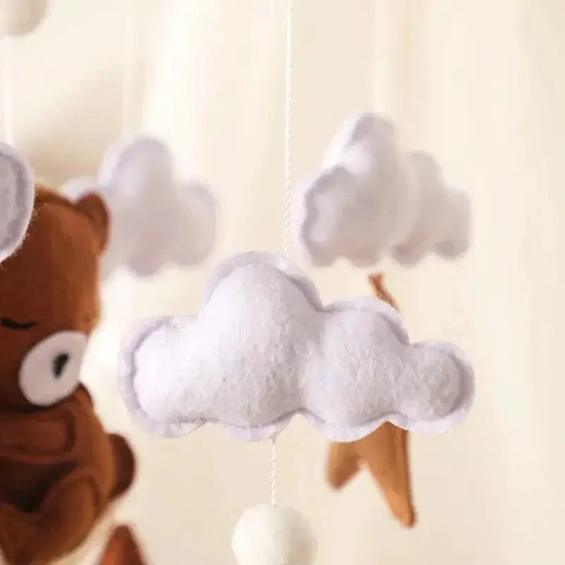 Montessori Wooden Rattles With Soft Felt Bear And Friends