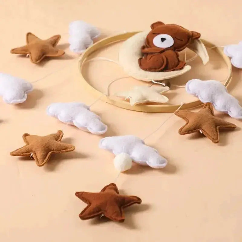 Montessori Wooden Rattles With Soft Felt Bear And Friends