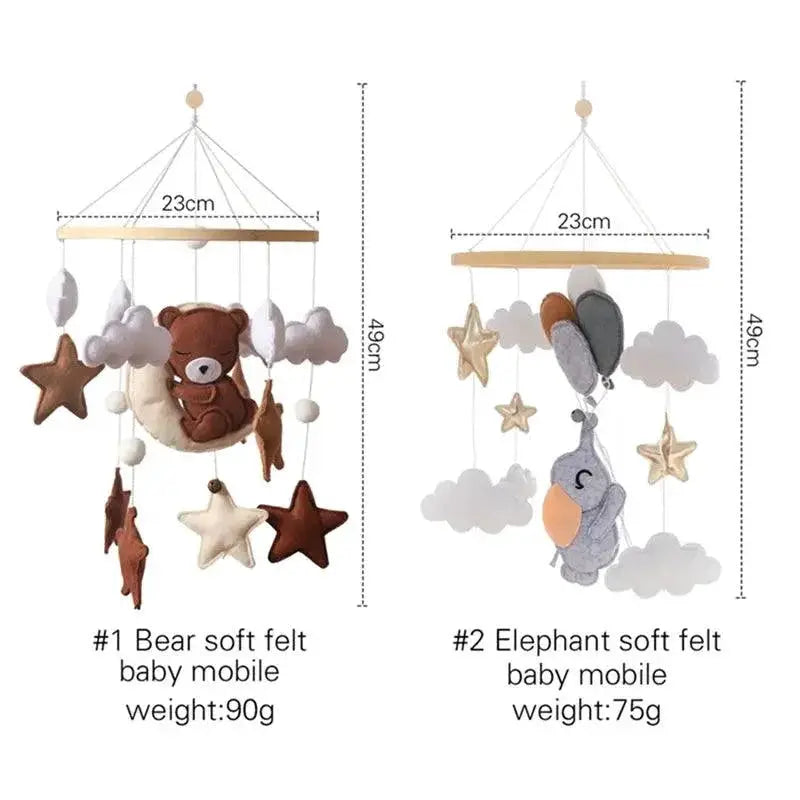 Montessori Wooden Rattles With Soft Felt Bear And Friends