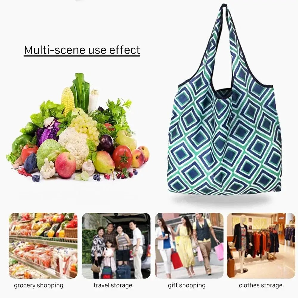 MoonBiffy Large Reusable Eco Shopping Bag Waterproof Foldable Tote For Groceries