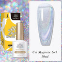 Moonlit Cat Magnetic Gel Nail Polish Sparkling White Glitter