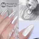 Moonlit Cat Magnetic Gel Nail Polish Sparkling White Glitter