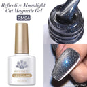 Moonlit Cat Magnetic Gel Nail Polish Sparkling White Glitter