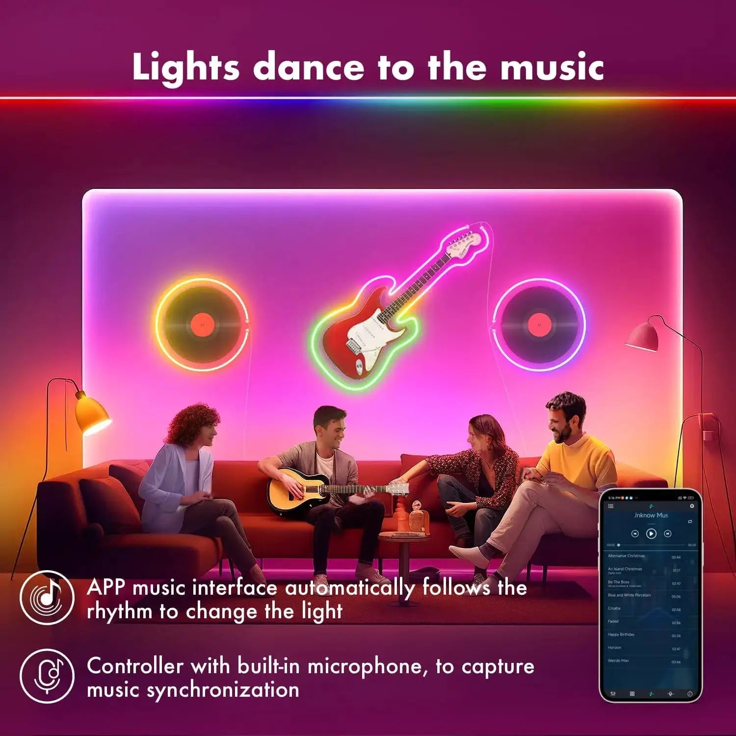 Music Sync Neon Rope Lights for Home