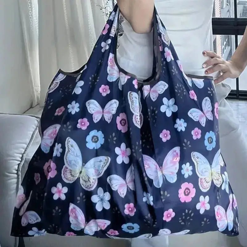 Must Have Ecofriendly Folding Shopping Bag Butterfly Print High Capacity Tote