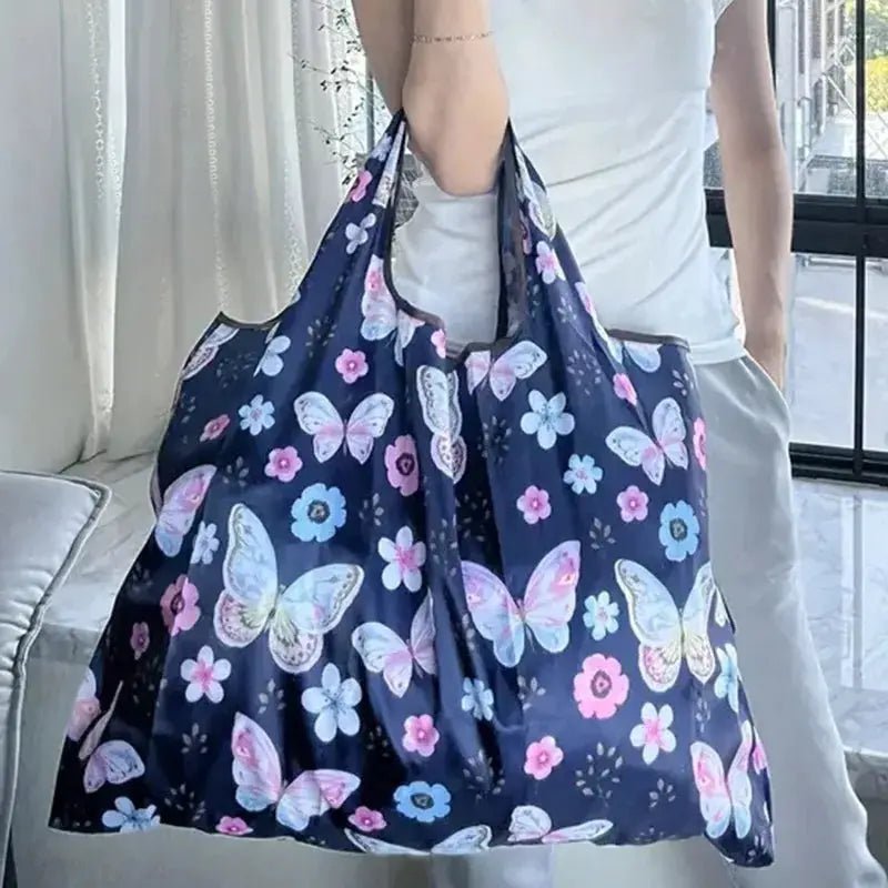 Must Have Ecofriendly Folding Shopping Bag Butterfly Print High Capacity Tote