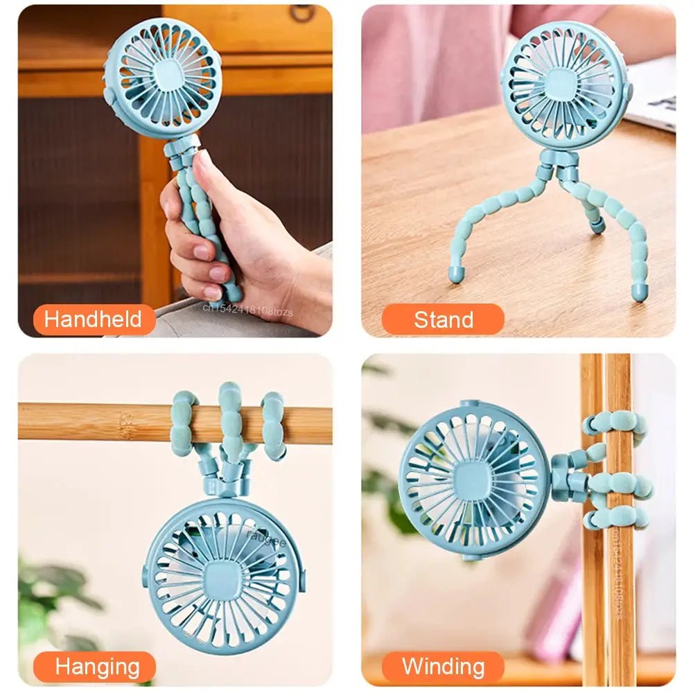 Must Have Portable Clip Fan USB Rechargeable Stroller Fan 360 Rotate Outdoor