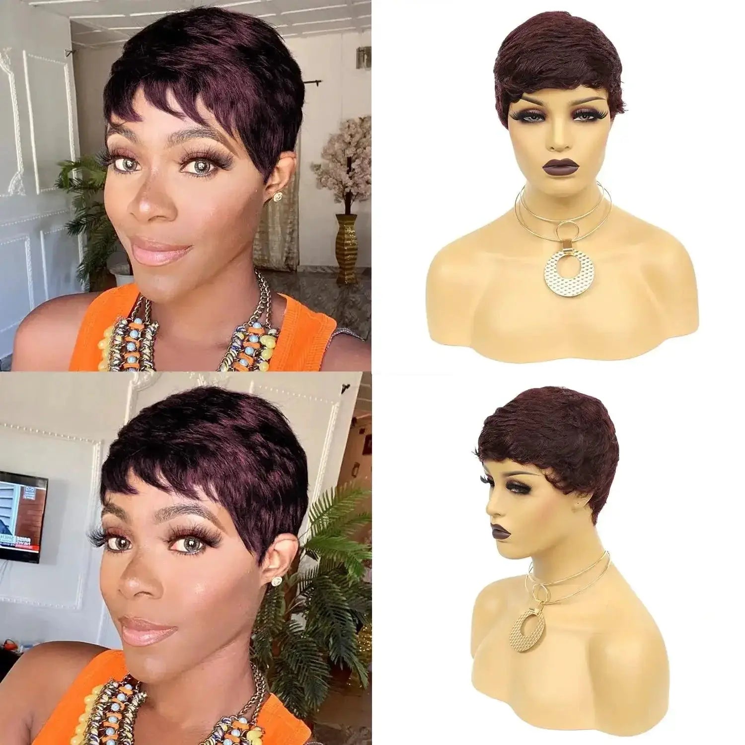 Mylockme Pixie Cut Remy Hair Wig Elegant Style Glam
