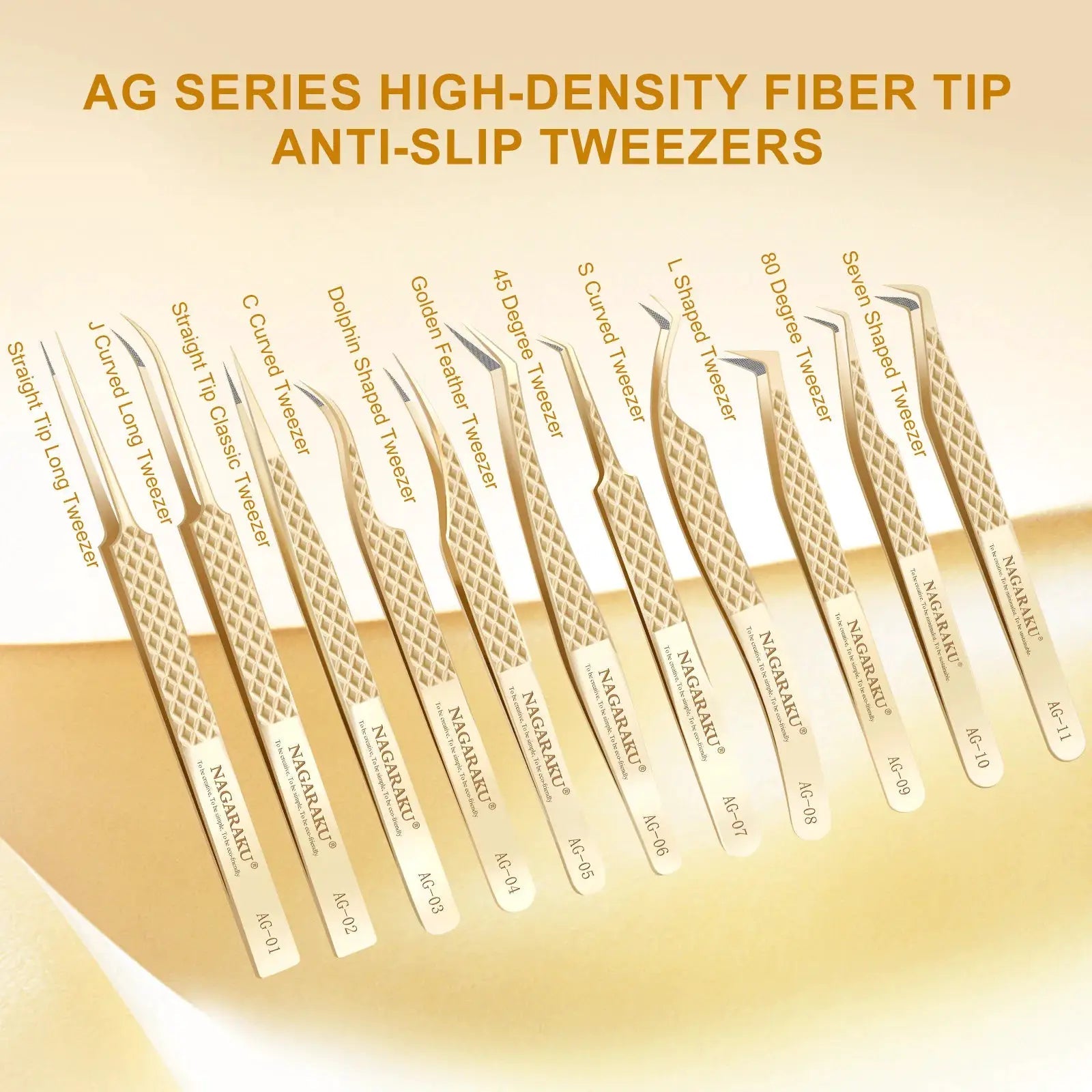 Nagaraku Precision Fiber Tip Eyelash Tweezer for Extensions Antistatic Hook
