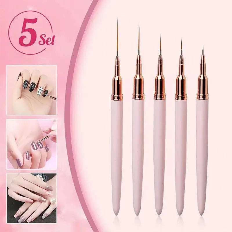 Nail Art Brush Set Five Piece Precision Delicate Patterns