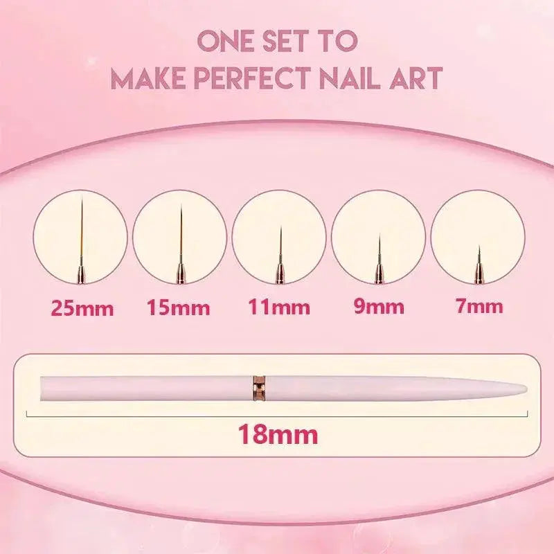 Nail Art Brush Set Five Piece Precision Delicate Patterns
