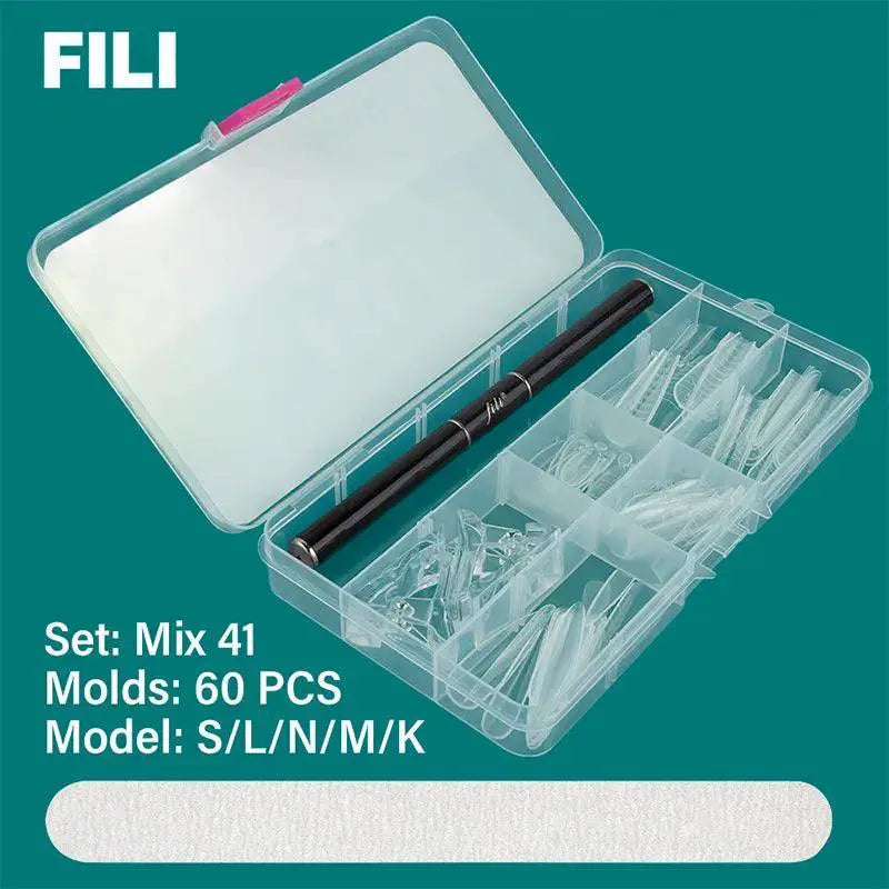 Nail Art Extension Kit Stylish Dual Form Molds Gel Clips
