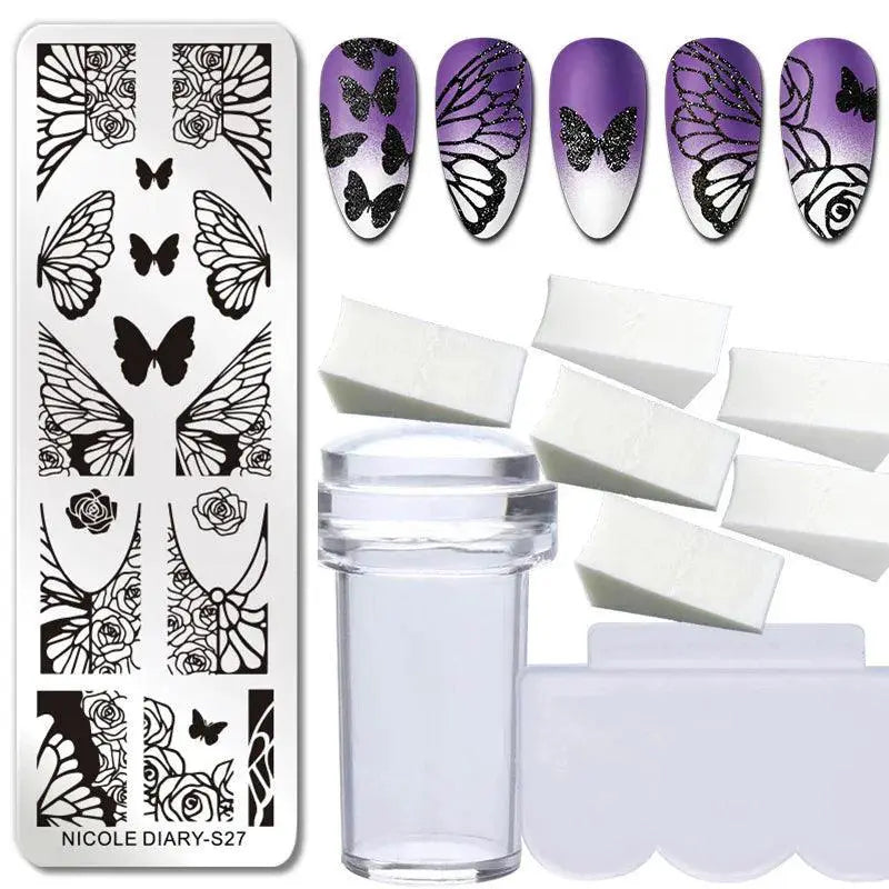 Nail Art Stamping Plate Set Halloween Maple Leaf Designs