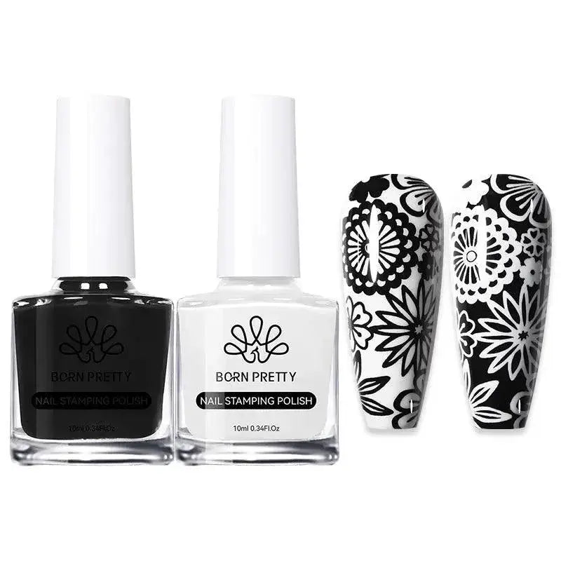 Nail Art Stamping Polish Set With Gold And Silver Accents
