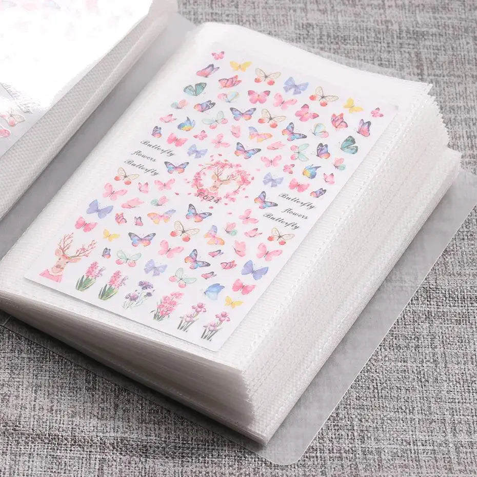 Nail Art Stickers Storage Book With Shelf Clear Cover