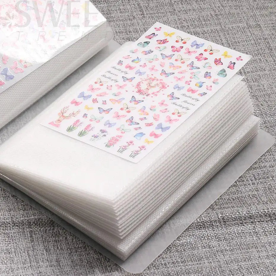 Nail Art Stickers Storage Book With Shelf Clear Cover
