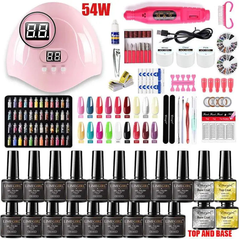 Nail Care Bundle With UV Lamp Gel Polish Drill Set
