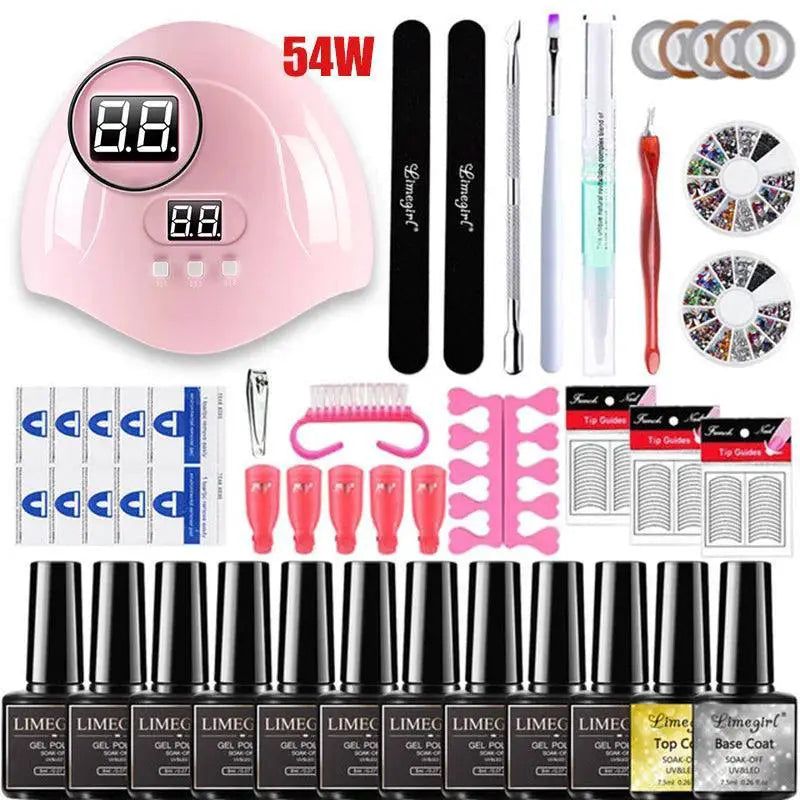 Nail Care Bundle With UV Lamp Gel Polish Drill Set