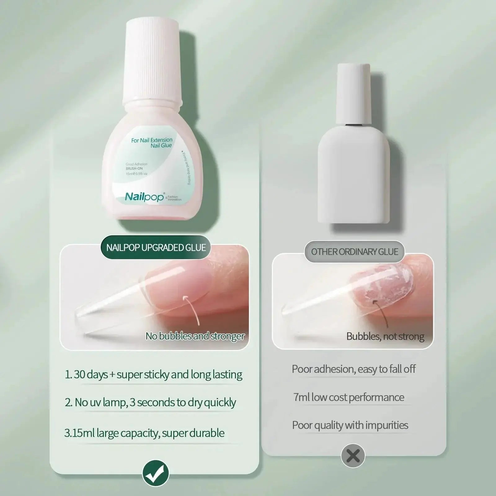 Nailpop Fast Dry Nail Adhesive Efficient Strong Solution
