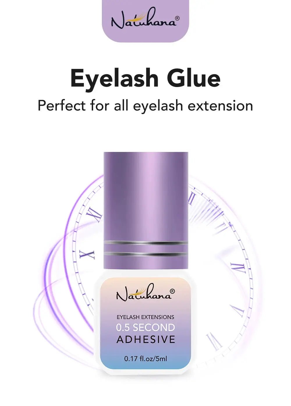 NATUHANA Professional Eyelash Glue 5ml Fast Drying Strong Bond for Extensions