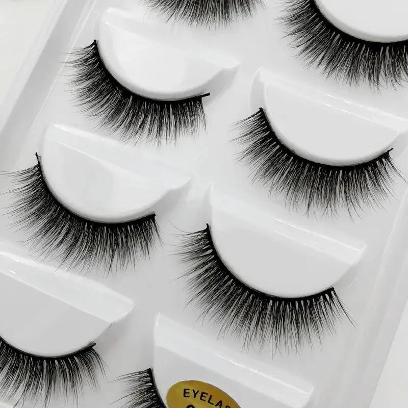 Natural 3D Mink Eyelashes Handmade False Lashes Makeup Set