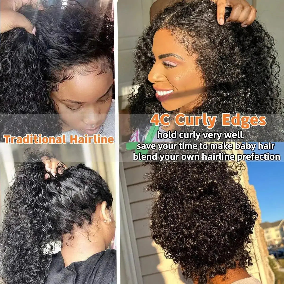 4C Curly Full Lace Front Wig With Pre Plucked Hairline