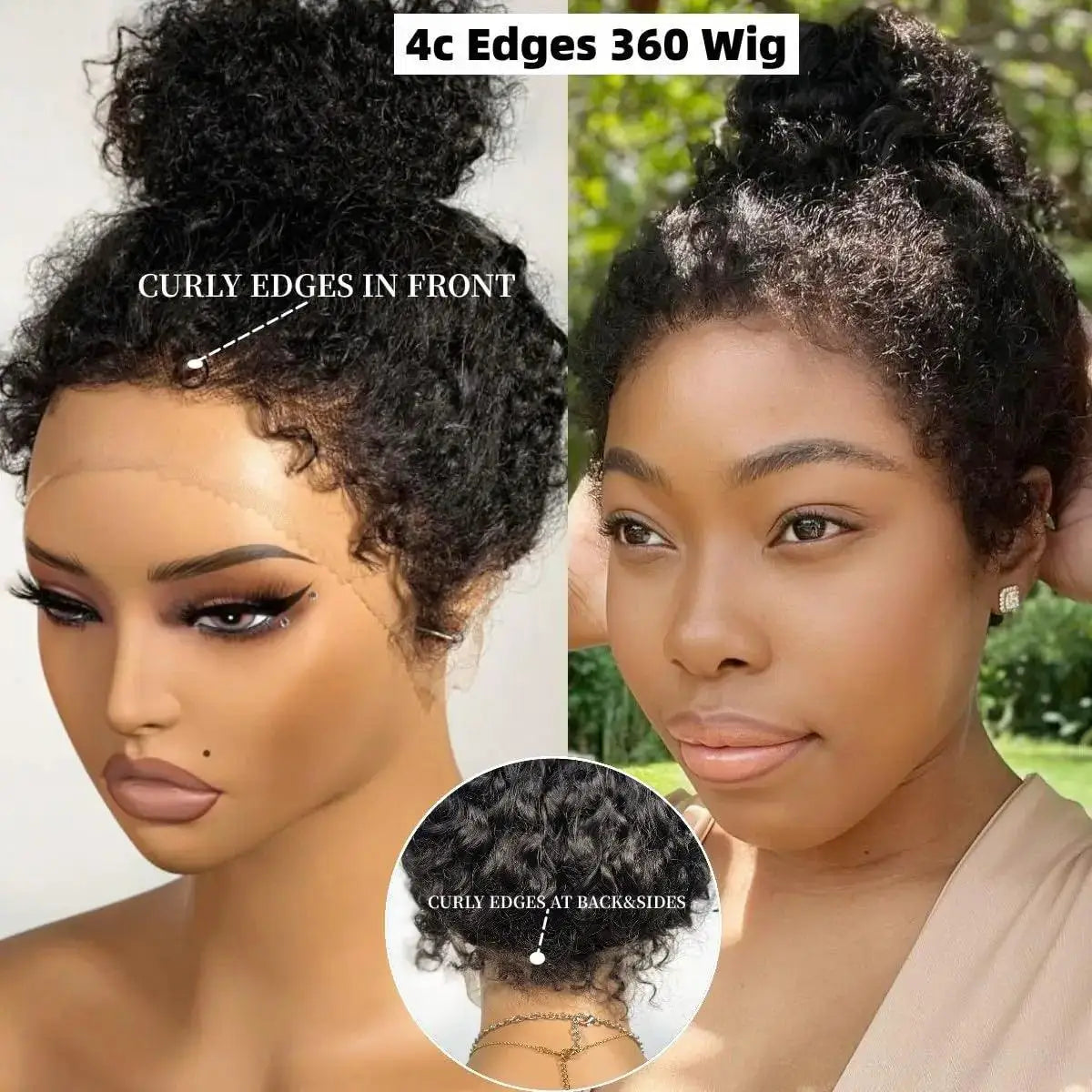 4C Curly Full Lace Front Wig With Pre Plucked Hairline