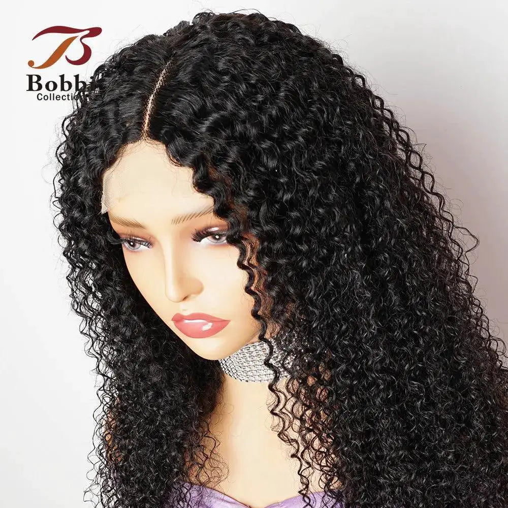 NaturalBlack Jerry Curly Lace Front Wig Versatile Human Hair