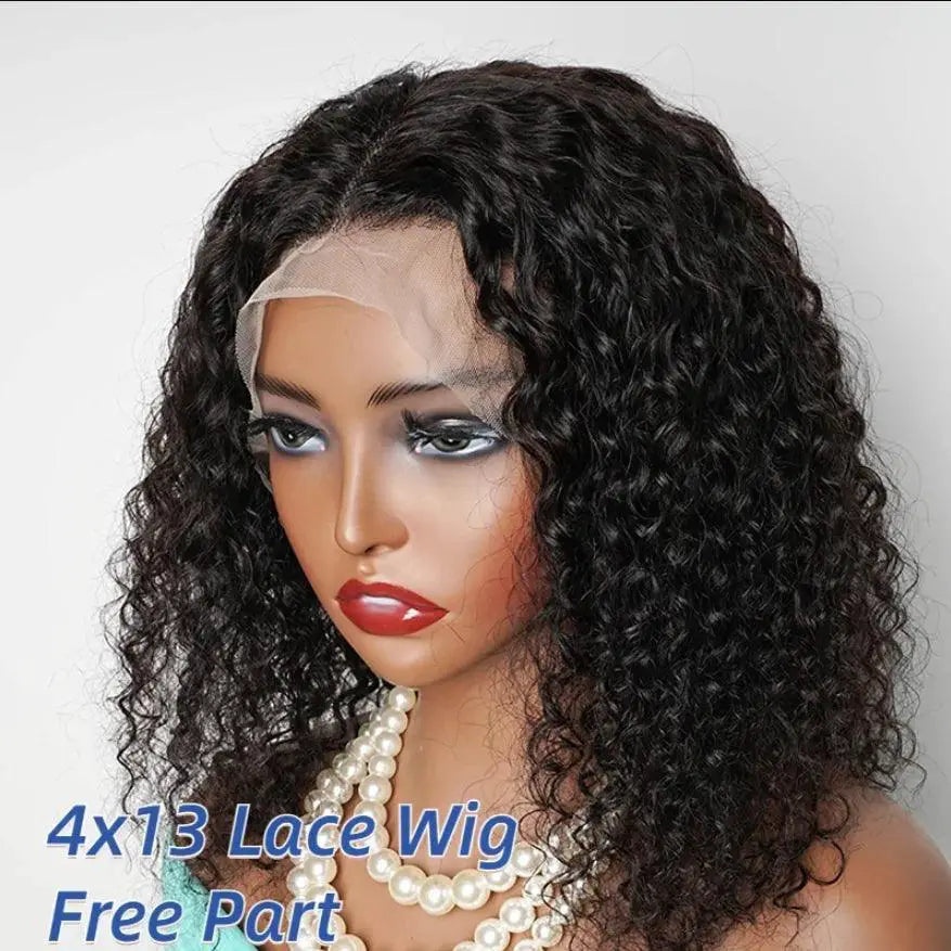 NaturalBlack Jerry Curly Lace Front Wig Versatile Human Hair