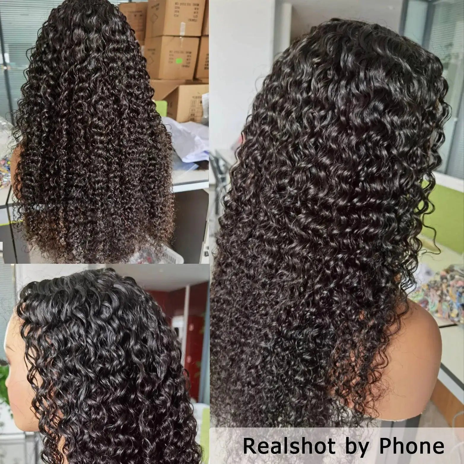 NaturalBlack Jerry Curly Lace Front Wig Versatile Human Hair