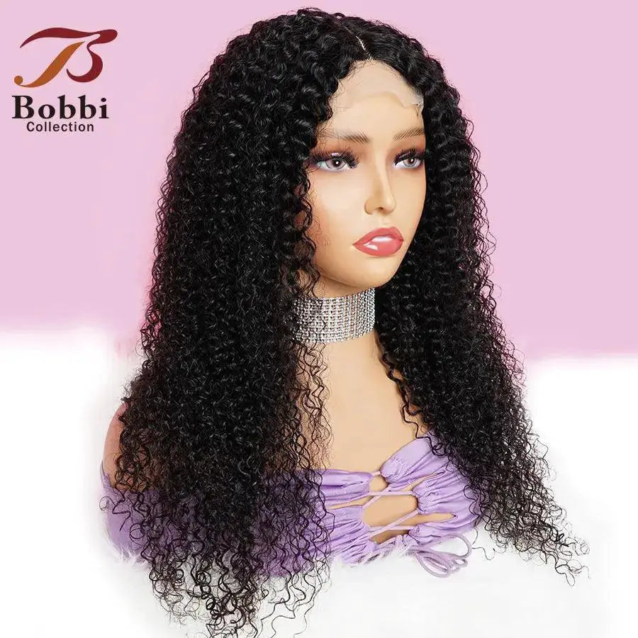 NaturalBlack Jerry Curly Lace Front Wig Versatile Human Hair