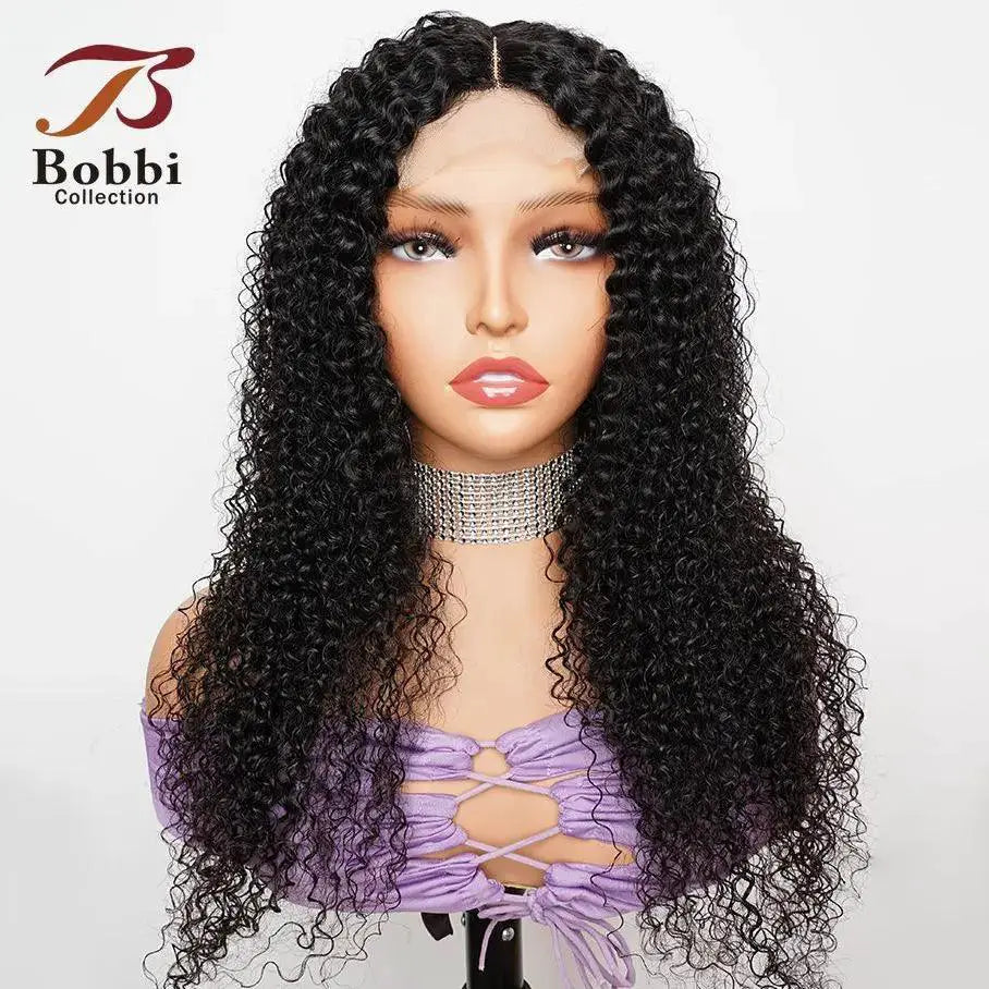 NaturalBlack Jerry Curly Lace Front Wig Versatile Human Hair