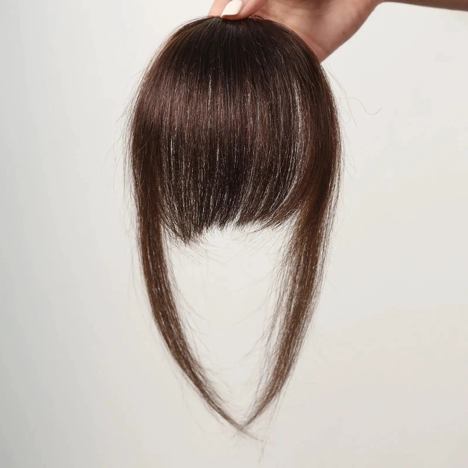 Natural Brown Wispy Human Hair Clip In Bangs Fashion Set