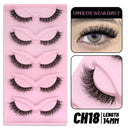 Natural Fluffy 6D Silk Cat Eye Faux Mink Eyelashes 5 Pairs
