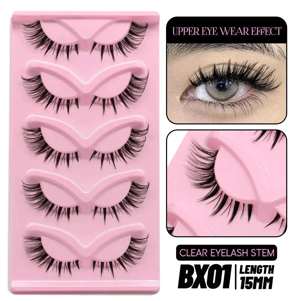Natural Fluffy 6D Silk Cat Eye Faux Mink Eyelashes 5 Pairs