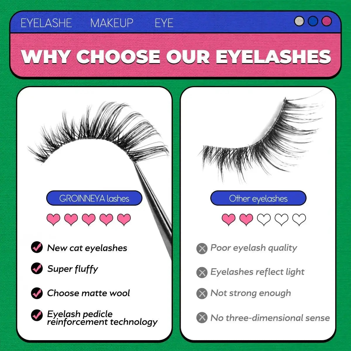 Natural Fluffy 6D Silk Cat Eye Faux Mink Eyelashes 5 Pairs