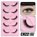 Natural Fluffy 6D Silk Cat Eye Faux Mink Eyelashes 5 Pairs