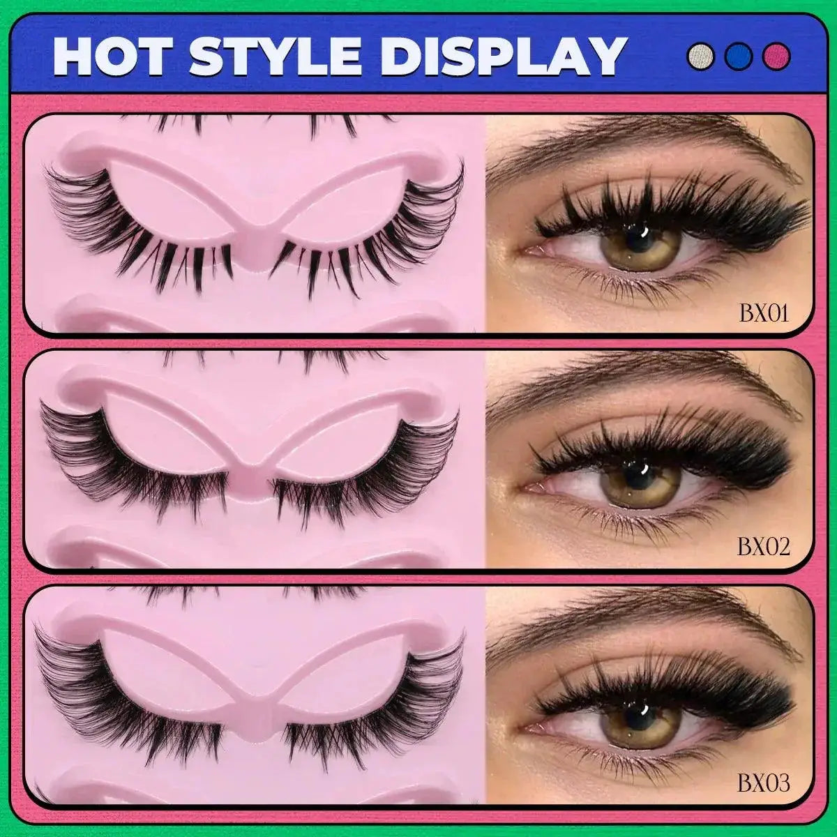 Natural Fluffy 6D Silk Cat Eye Faux Mink Eyelashes 5 Pairs