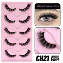 Natural Fluffy 6D Silk Cat Eye Faux Mink Eyelashes 5 Pairs