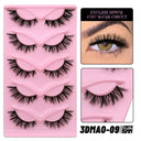 Natural Fluffy 6D Silk Cat Eye Faux Mink Eyelashes 5 Pairs