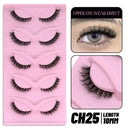 Natural Fluffy 6D Silk Cat Eye Faux Mink Eyelashes 5 Pairs