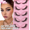 Natural Fluffy 6D Silk Cat Eye Faux Mink Eyelashes 5 Pairs