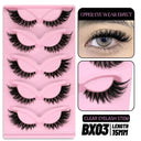 Natural Fluffy 6D Silk Cat Eye Faux Mink Eyelashes 5 Pairs