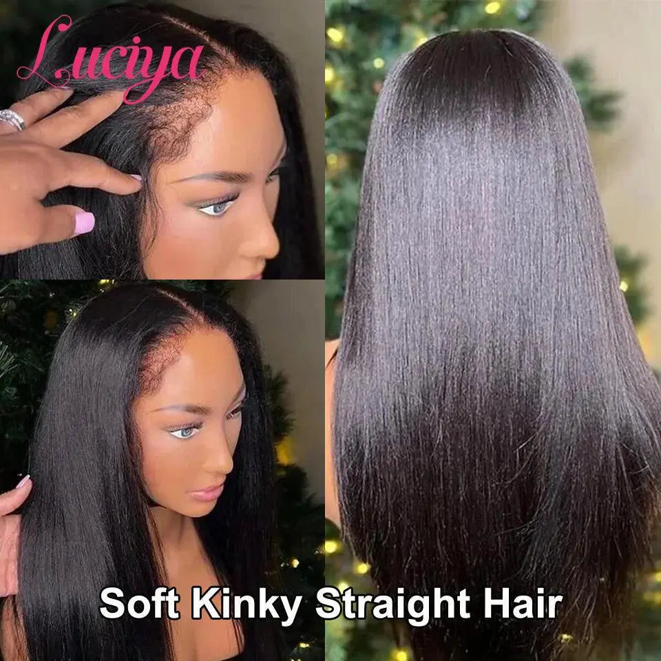 Natural Kinky Straight 13x4 Lace Front Wig With 4C Edges